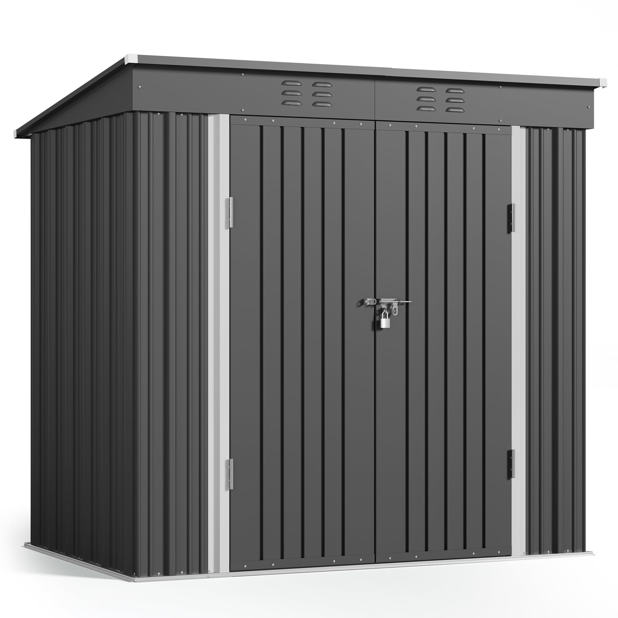 Abri de Jardin Métal 195 x 131 x 181 cm (2,55 m²),Gris | Cabanon de Rangement en Acier Galvanisé avec Fondation et Portes Verrouillables, Jardin Terrasse