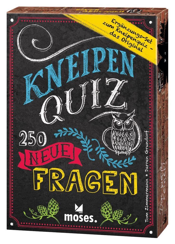 moses. Kneipenquiz – 250 neue Fragen, Pub-Quiz für einen geselligen Quizspiel-Abend, 1. Ergänzungsset mit 250 neuen Fragen, Gesellschaftsspiel für Erwachsene ab 16 Jahren