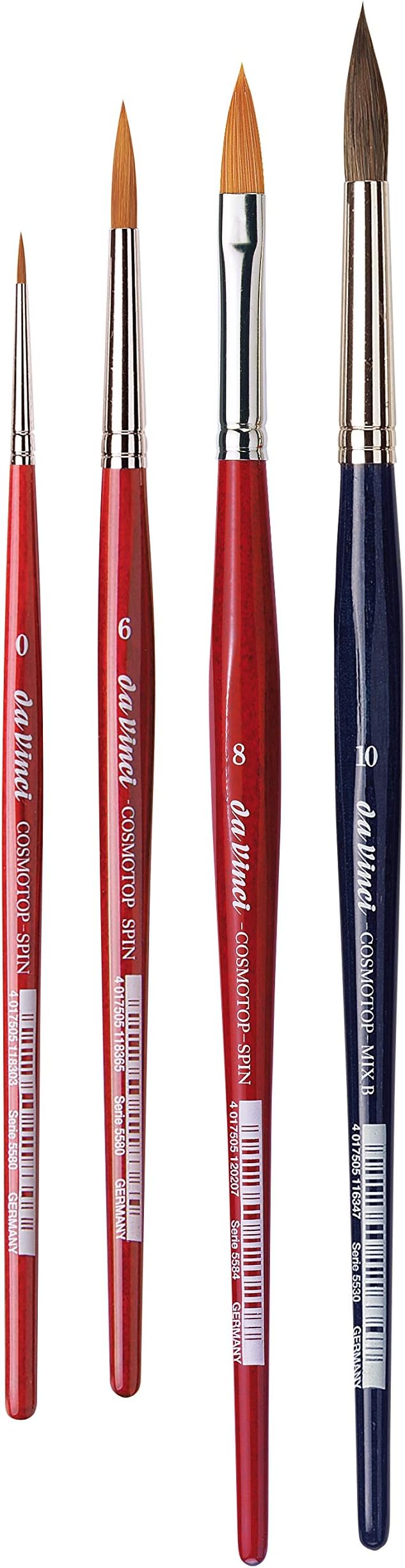 Watercolor Series 4230 CosmoTop Spin Paint Brush Set, Synthetic, Multiple Sizes, 4 Brushes (Series 5530, 5584, 5580)