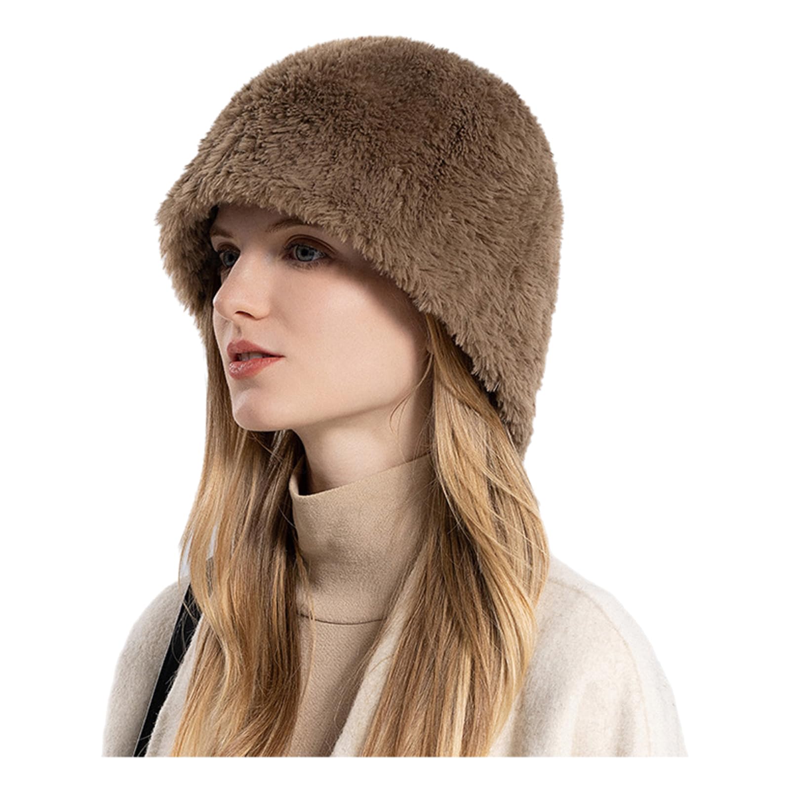 Damska czapka zimowa Pom Pom Ski Bobble Cap, Bobble Pom Pom Hats, Winter Warm Thicken for Outdoor Sports Dog Walking,Brown