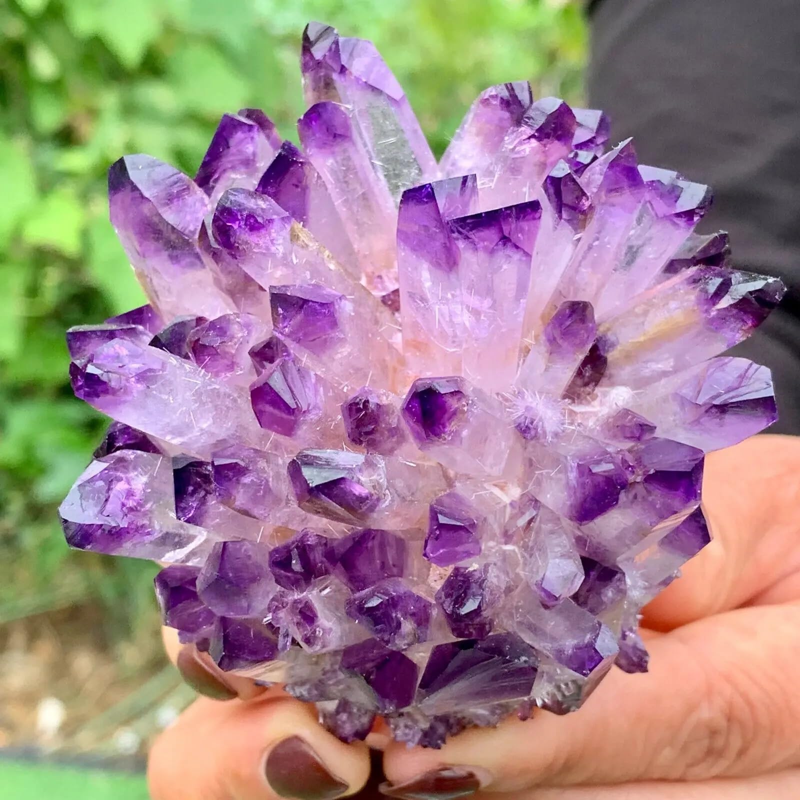KJEBVHIRS Stone Purple Phantom Quartz Crystal Cluster Office Ornaments(350-400g)