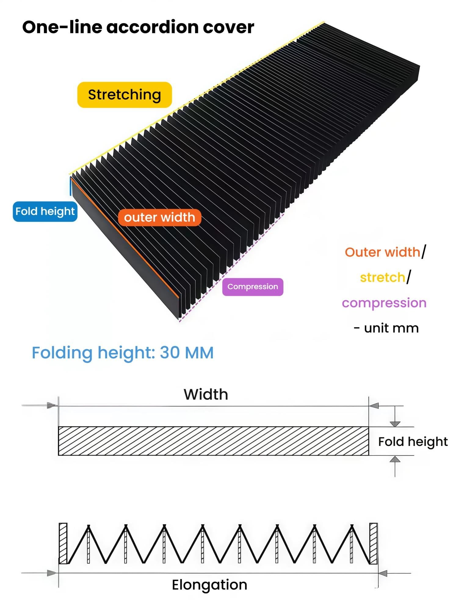 Flexible Accordion Bellows Cover, Cubierta Fuelle para Fresadora CNC