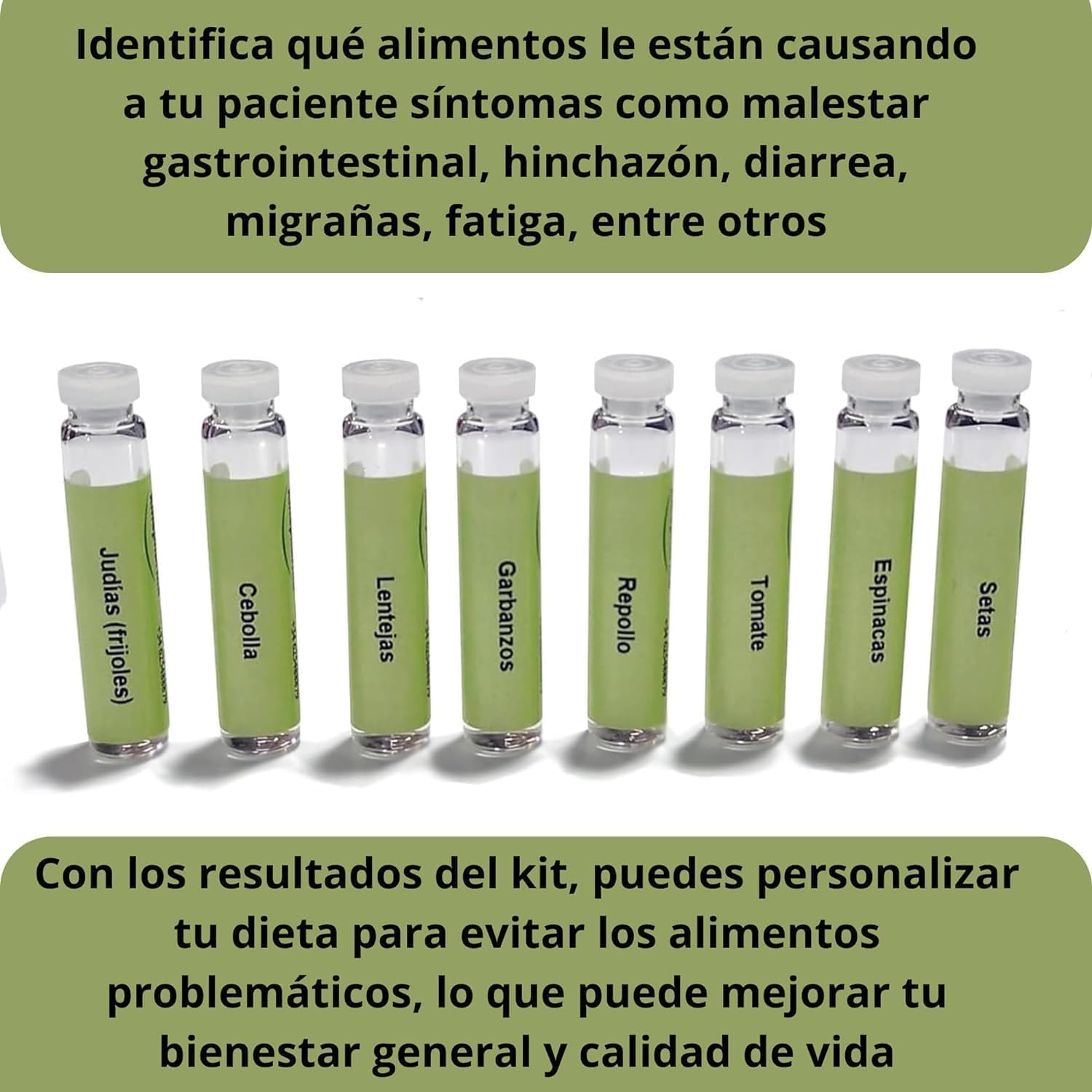 Kit de Intolerancias Alimentarias para el Testaje Kinesiologico a Personas Intolerantes | Set 126 Ampollas con Carnes, Pescados, Frutas, Verduras, Bebidas (Ver Alimentos en las Imagenes)