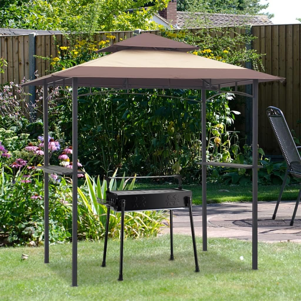 Outdoor Grill Gazebo 8 X 5 Ft Shelter Tent Tier Soft Top Canopy and Steel Frame with Hook and Bar Counters