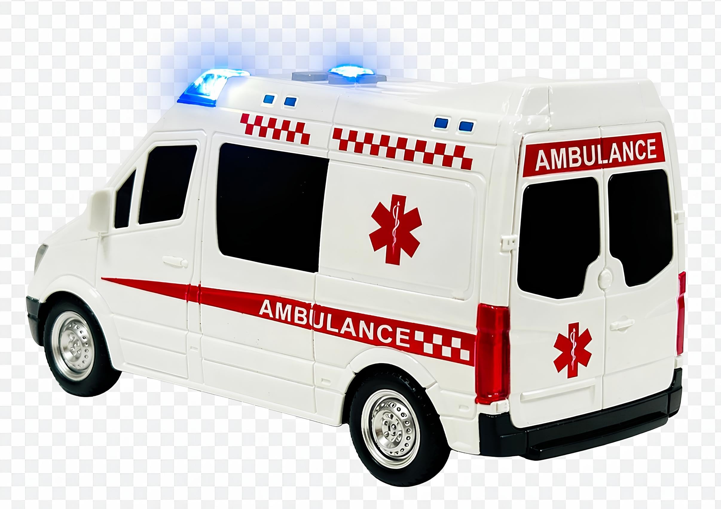 Ambulancia - Juguete con luces y sonidos reales, movimiento de embrague, ambulancia, grande, 18 cm, primeros auxilios con luces y sonidos, ambulancias para niños, con movimiento de embrague, sirenas