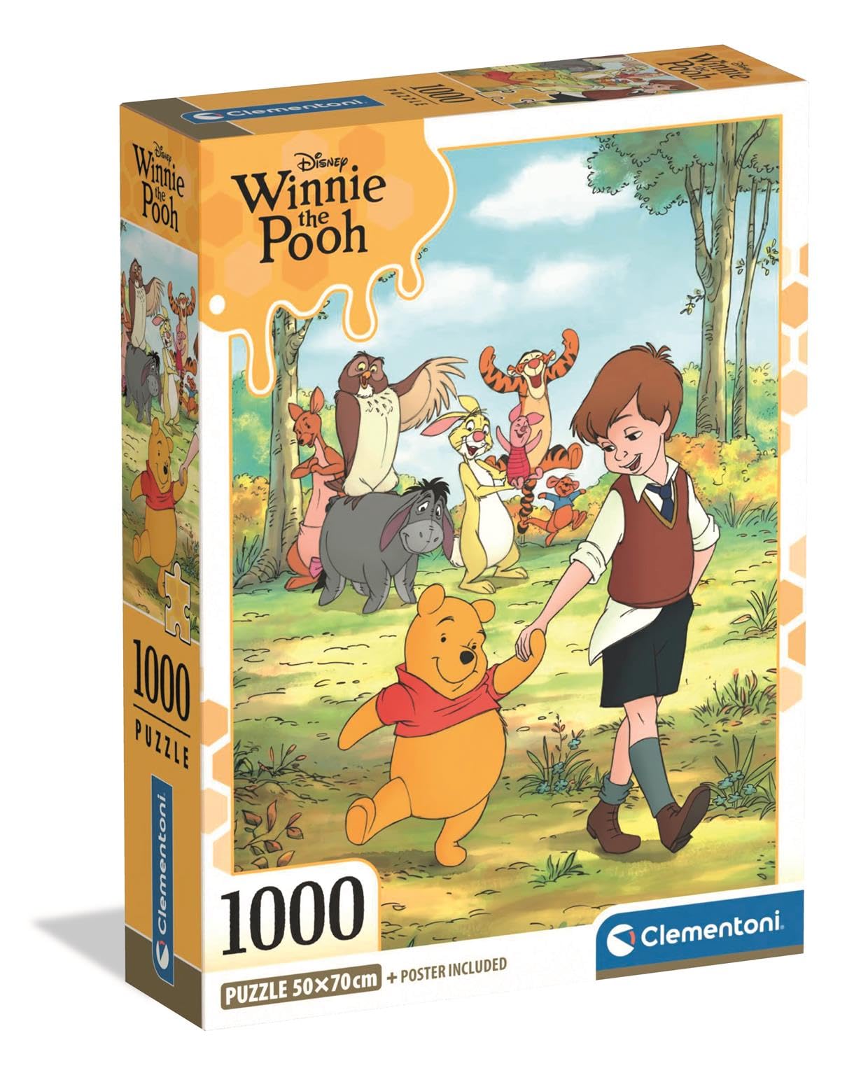 Clementoni Winnie The Pooh Puzzle for Adults 14 Years + | 1000 Pieces | Poster Included | Size 70 x 50 cm | Compact Box | Activity Without Screen | Gift Idea