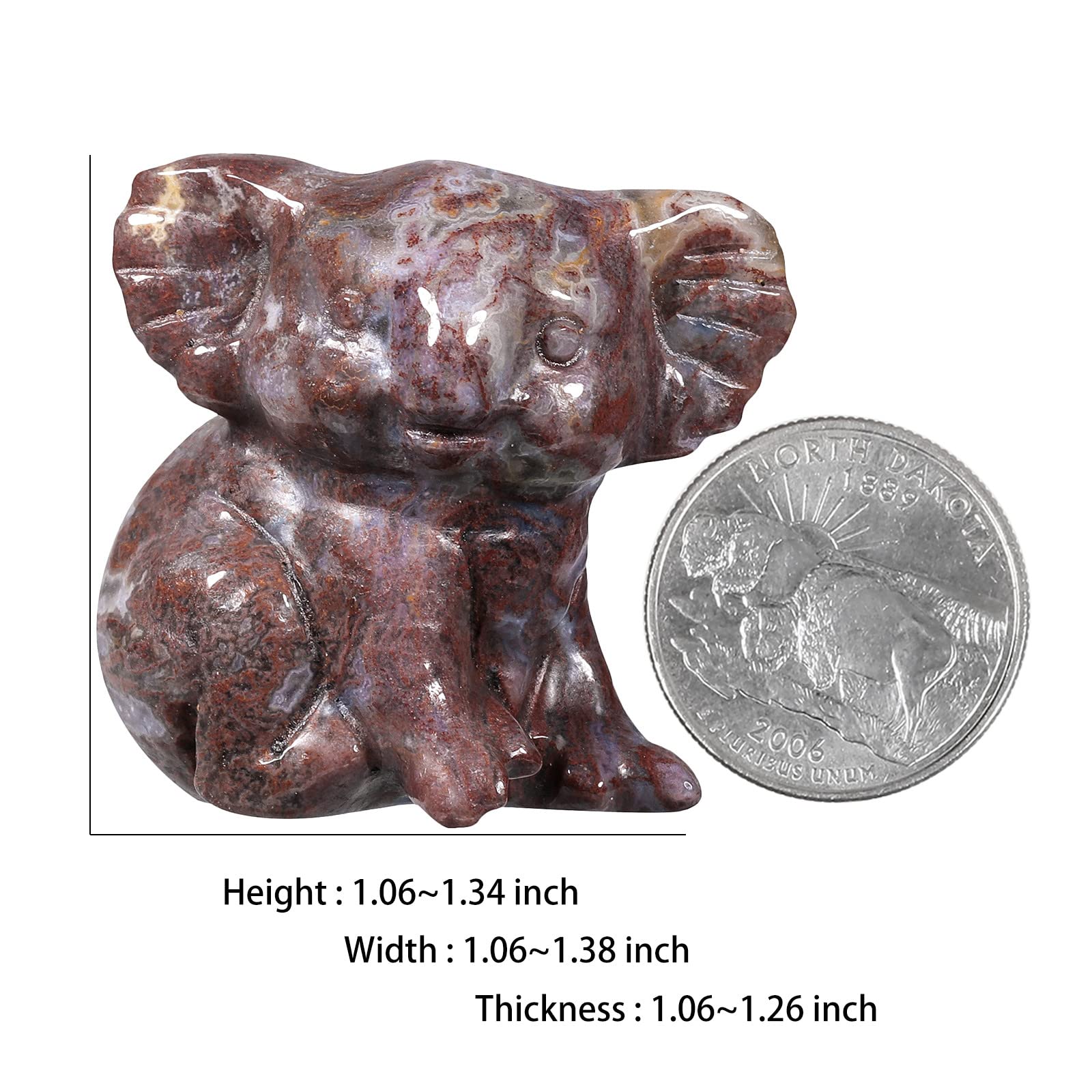Nupuyai 2pcs Indian Agate Mini Crystal Stone Statue Carved Animal Kangaroo Set - Image 2