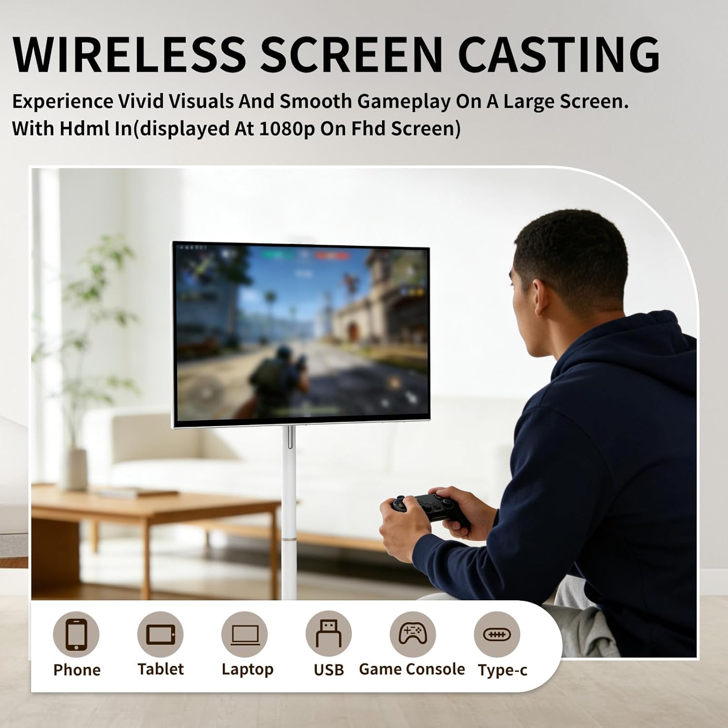 SHAHRYAR 27"/32" Portable Smart TV on Wheels |with Touch Screen Monitor | 8+128gb | Built-in 5-7h Battery | 13mp Webcam | Android Os | Wireless Display Casting | Remote Control 27"-4KFHD