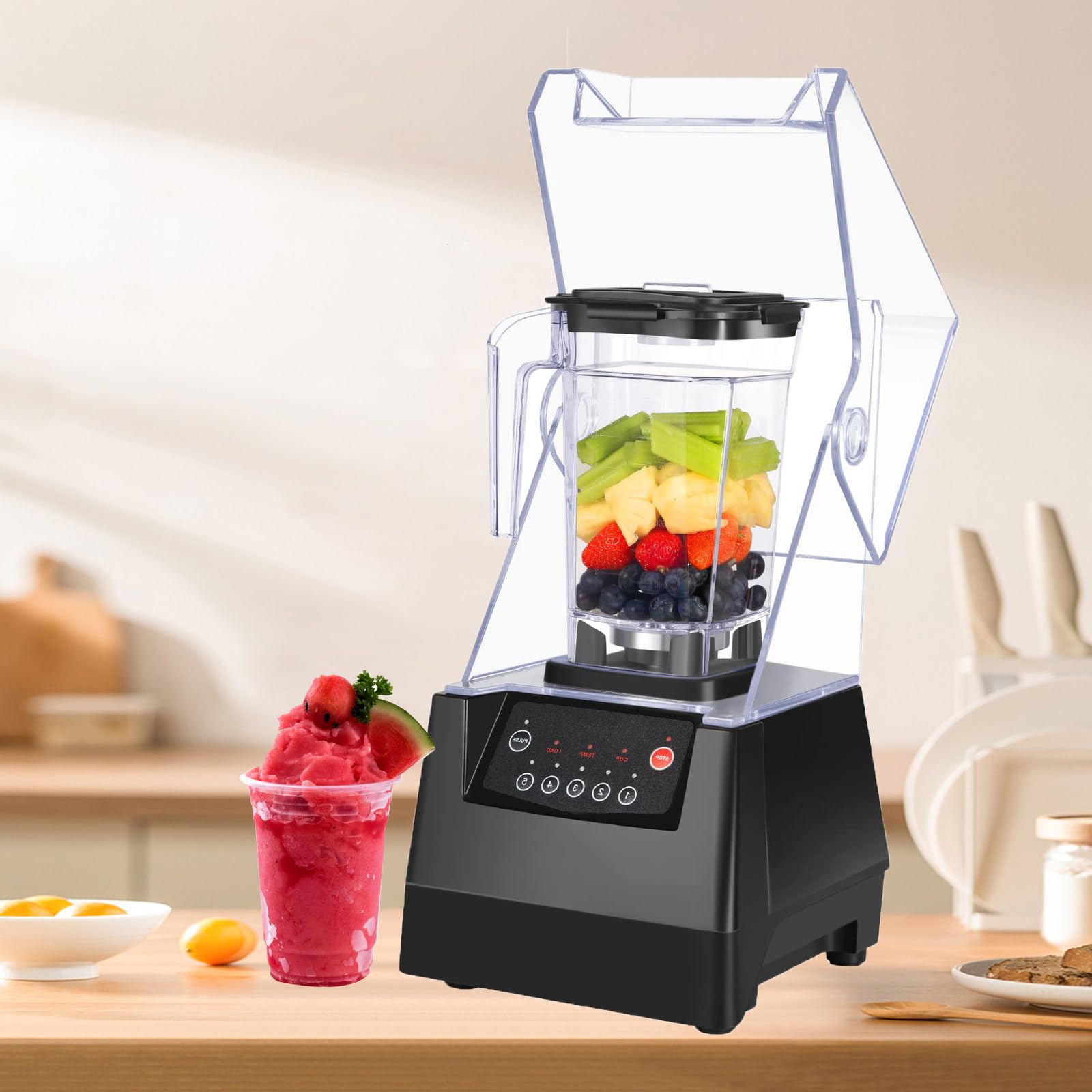 Frullatore per Ghiaccio insonorizzato, Tritatutto, frullatore, spremiagrumi Professionale, Mixer da Bar, insonorizzato, ad Alte Prestazioni, Produzione Intelligente