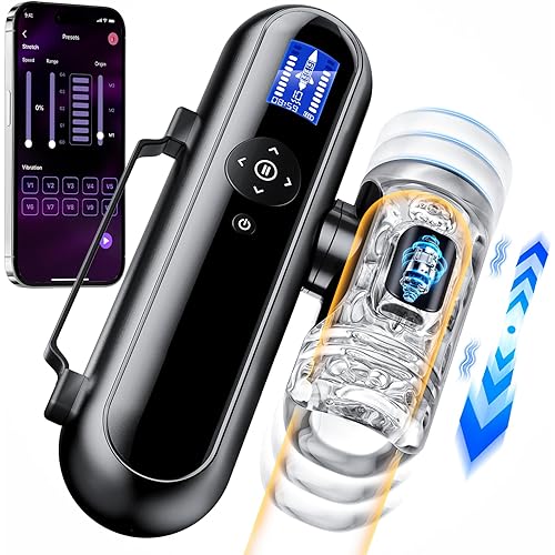 Male Masturbator Mens Sex Toy, Sex Toys for Men with 4 Thrust Depths & 3 Start Points & 10 Thrusting Vibrating Speeds Adult Sex Toy, AI APP Control Sex Machine Soft TPE Channel Blowjob Toy
