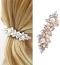 Wendalern Pinces à cheveux en cristal de mariage Pinces à cheveux en perles vintage Barrette à cheveux en strass Barrette à cheveux perles de cristal doré Accessoires pour cheveux pour femmes filles