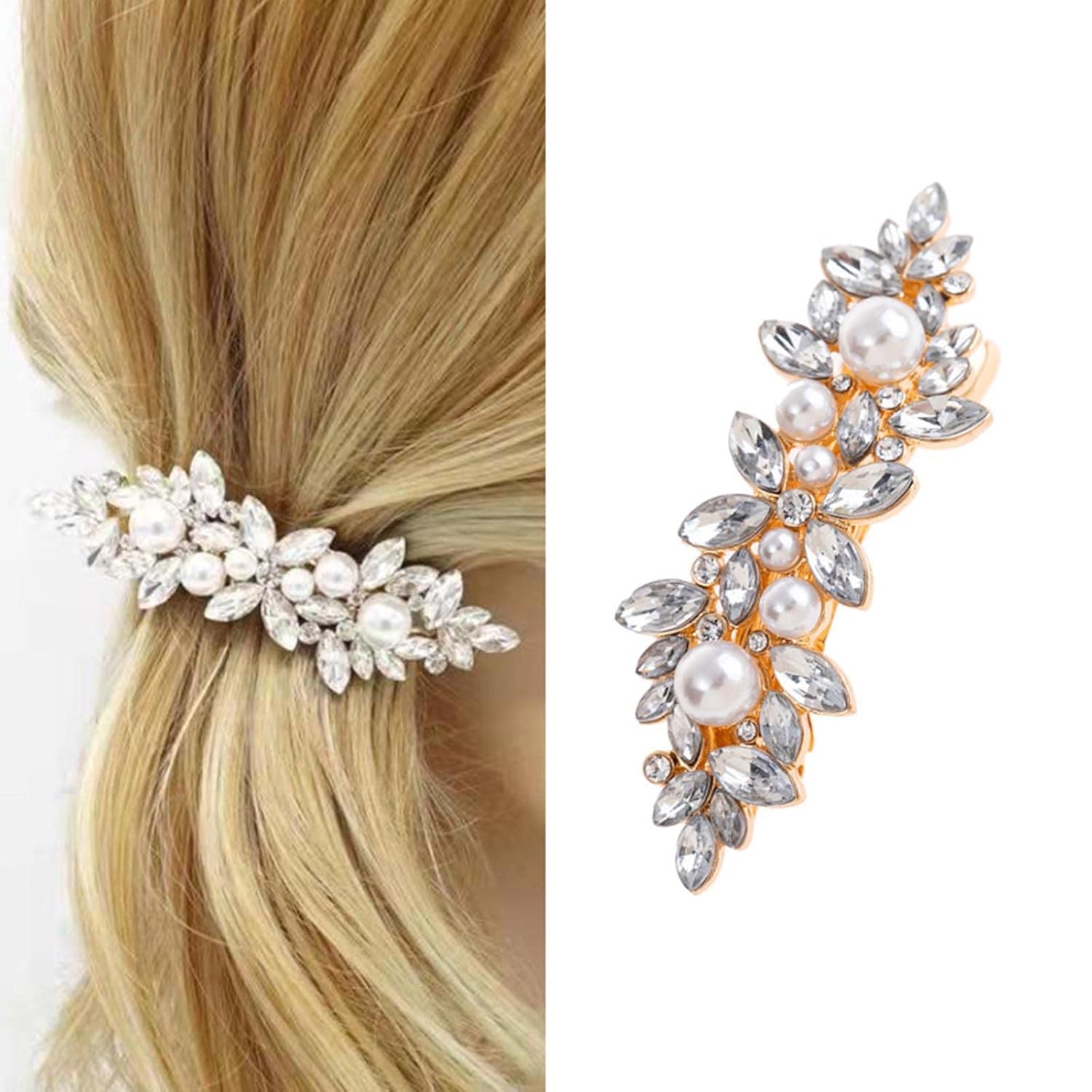 Zeshimb Wedding Crystal Hair Clips Vintage Pearl Hairpiece