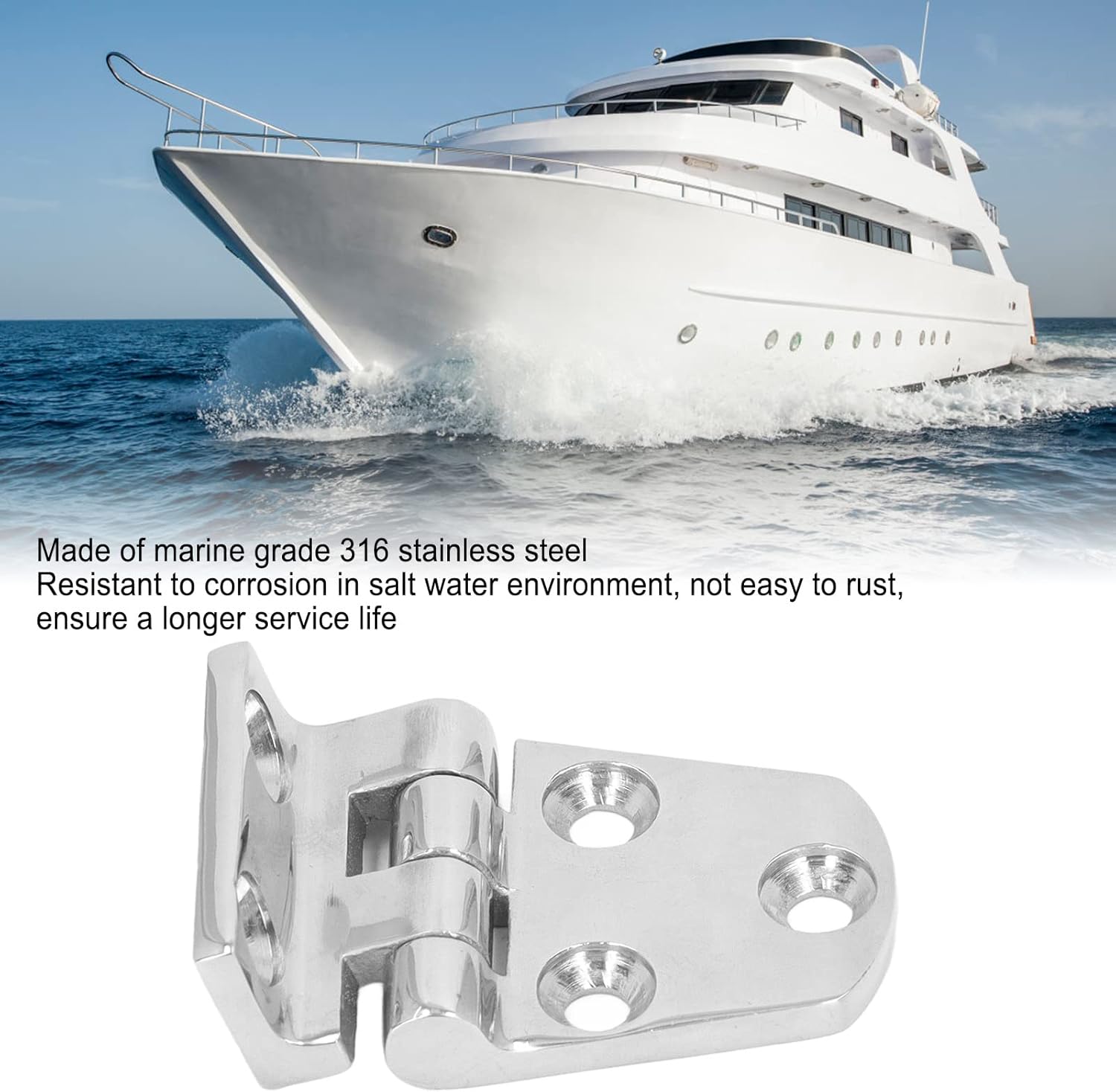 4 Pcs Boat Hinge, Marine Grade 316 Stainless Steel Heavy Duty Bend Hinges, Mirror Polished Surface for RV Yacht Cabinet Flush Hatches, with Resistance and Long Service Li