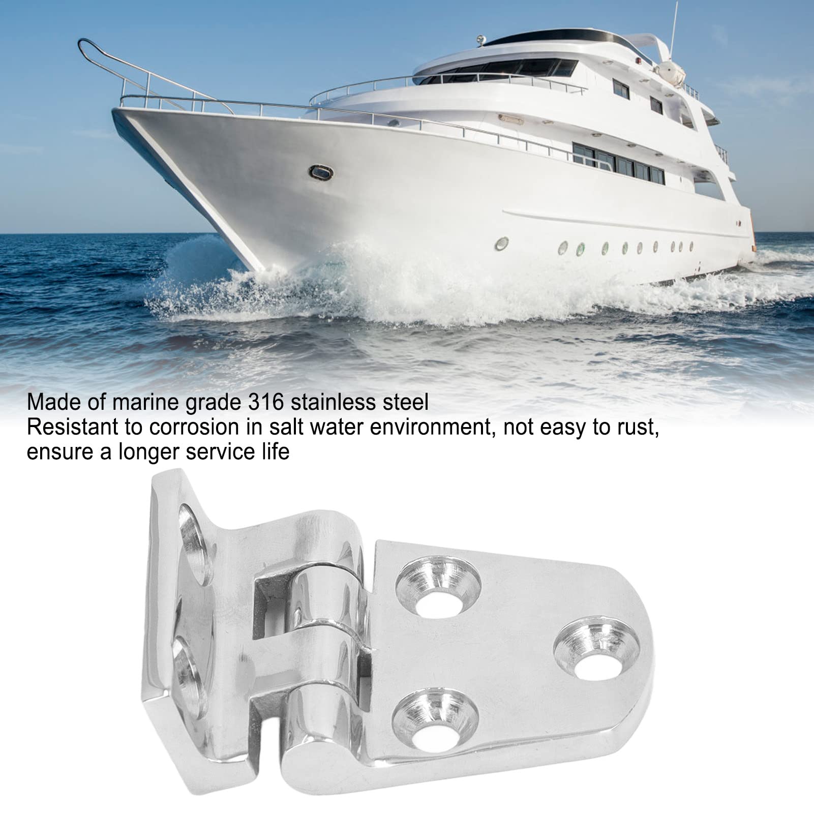 XHTLLO Marine Grade 316 Stainless Steel Boat Hinge Set of 4 Mirror Polished Heavy Duty Hinges for RV Yacht
