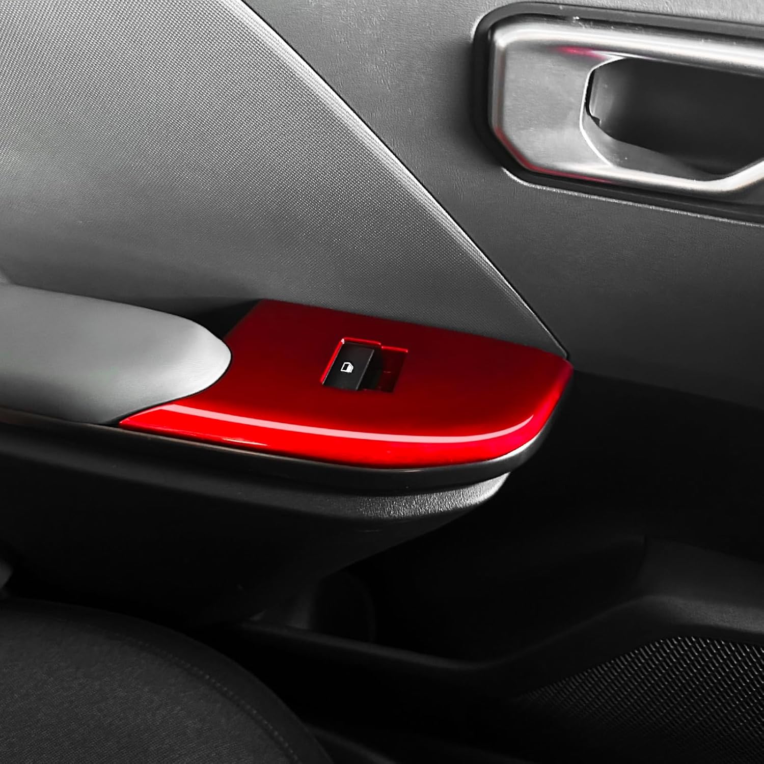 Car Interior Window Switch Panel Cover Side Door Glass Lock Control Button Cover Compatible with Kia K4 2025-2026 Accessories (Glossy Red Style)