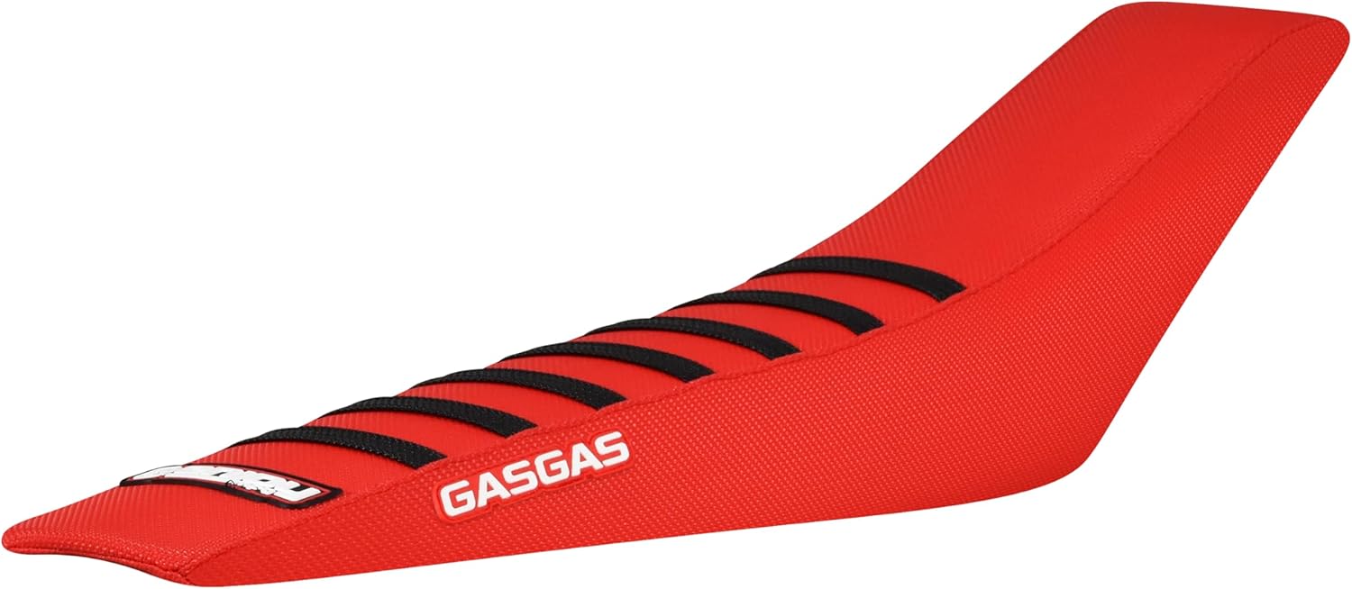 Enjoy Mfg Seat Cover - Compatible with Gasgas 2024 EC MC (Black with Ribs) - #404 Logo (All Black/Black Ribs)