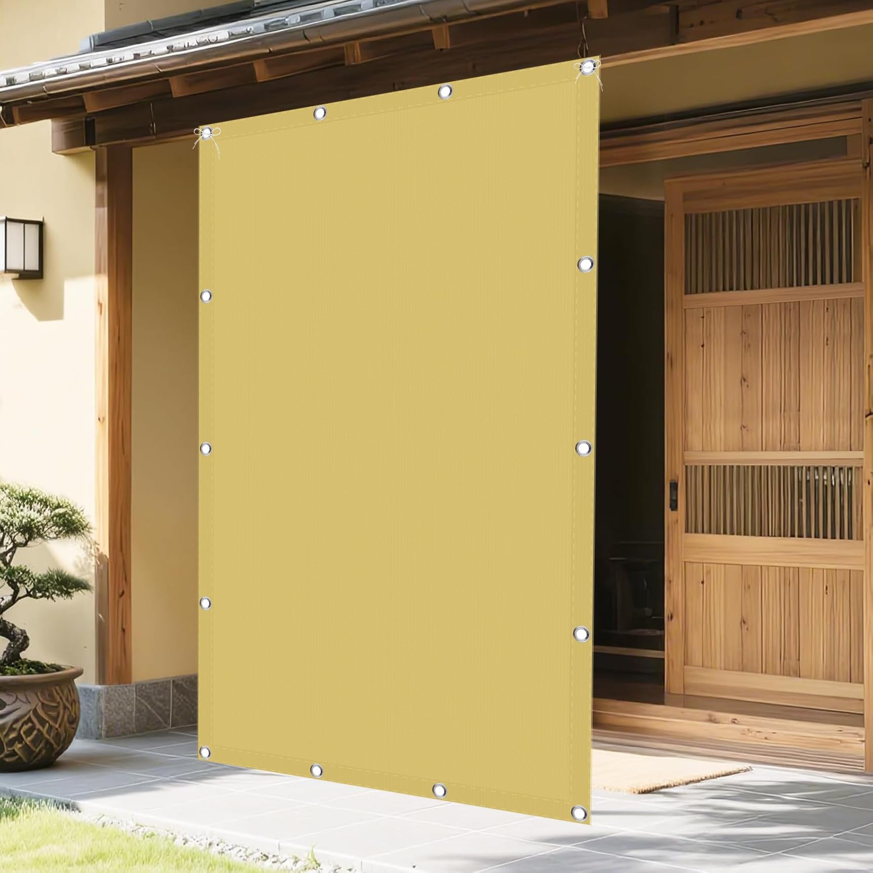 Voile d'ombrage 180x300 cm jaune sable imperméable pour terrasse