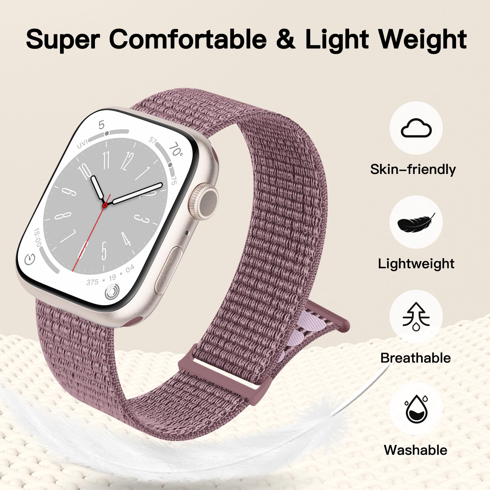 Yoohoo Nylon Cinturino Compatibile con cinturino Apple Watch 44mm 45mm 46mm 49mm 42mm(Series 3 2 1) uomo donna, cinturino sportivo regolabile per iWatch Serie 10 9 8 7 6 5 4 3 2 1 SE SE2 Ultra Ultra2