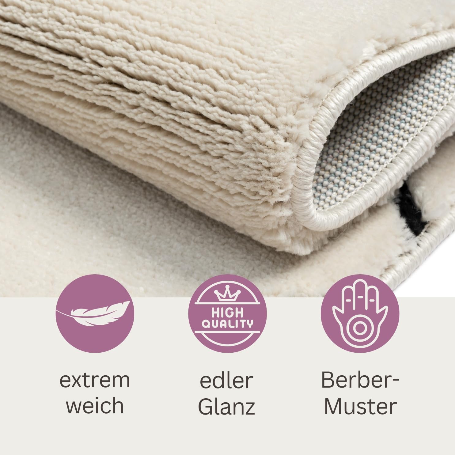 MY-RUG Ella Kinderteppich Weiß 160x230 cm - Flauschiger Boho Spielteppich | Weicher Hochflor Teppich fuer Kinderzimmer & Wohnzimmer, Skandinavisches Design, Flusenarm & Fussbodenheizung geeignet