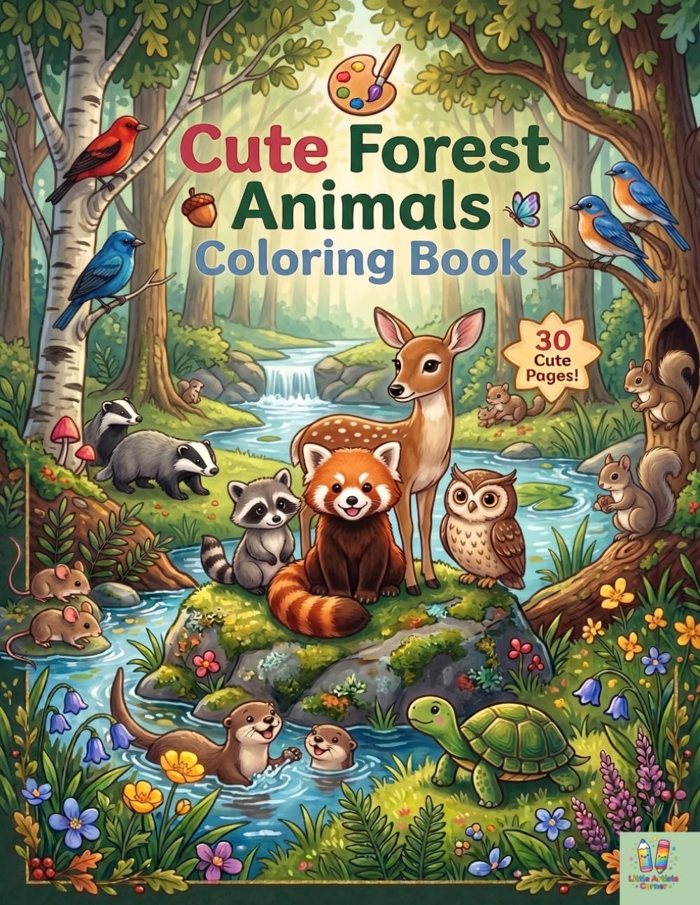 Cute Forest Animals Coloring Book for Kids Ages 3–8: Easy Woodland Creatures with Fun and Simple Pages for Boys & Girls