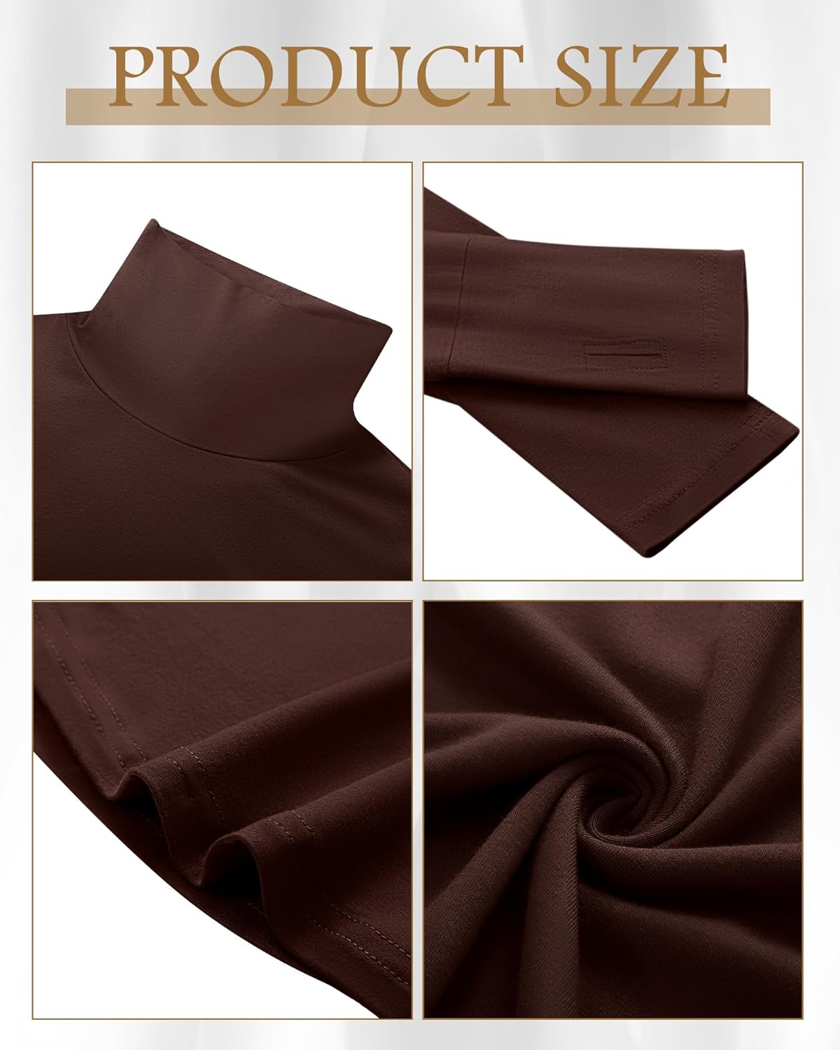 Riyiper 3 Pack Women's Turtleneck Shirts, Long Sleeve Slim Undershirts Lightweight Thumb Holes T Shirts Basic Active Tops