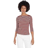 Tommy Hilfiger Donna Maglietta Maniche Lunghe Slim Scollo a Barca