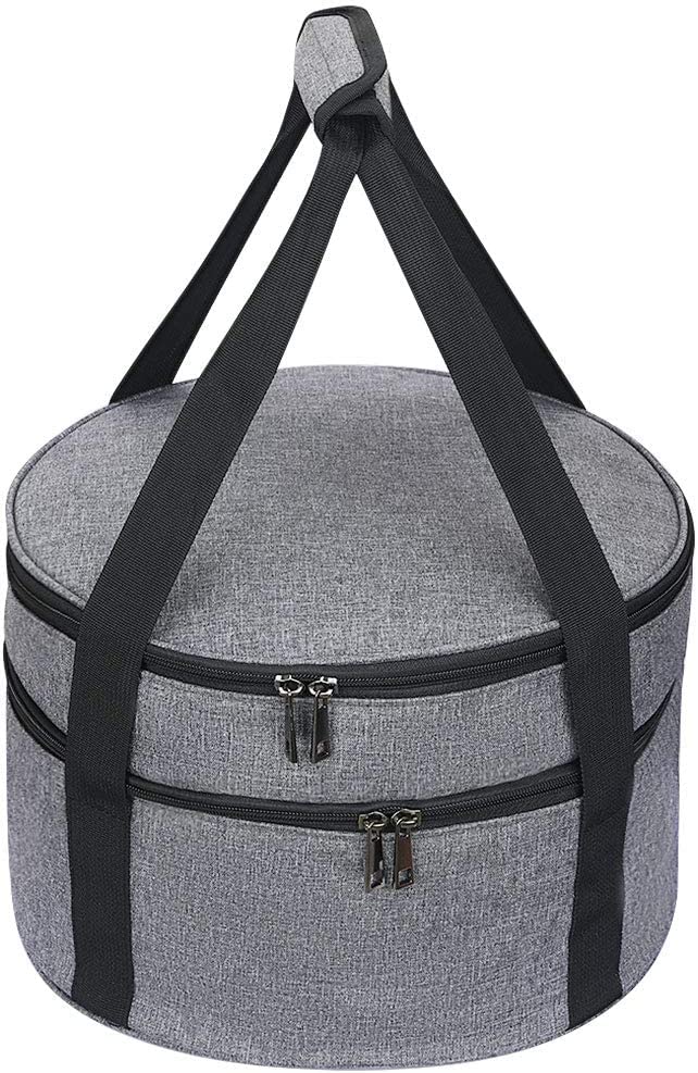 Casserole Carrier ,Pie Carrier, Insulated Casserole Carrier Storage Bag with Carry Handles, 2 Compartments Insulated Lunch Bag Potluck Carrier Salad Bowl Holder for Picnic Potluck Beach Day Trip
