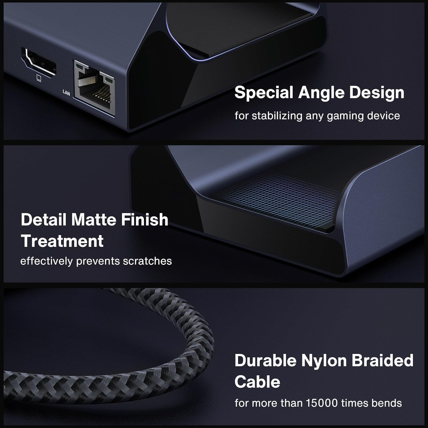 iVANKY ROG Ally Dock 8 in 1 con caricabatterie PD da 65 W, Steam Deck/Legion Go Docking Station con HDMI 2.0 4 K a 60 Hz, 3 USB-A 3.0, 100 W USB-C carica, 1 Gbps Ethernet