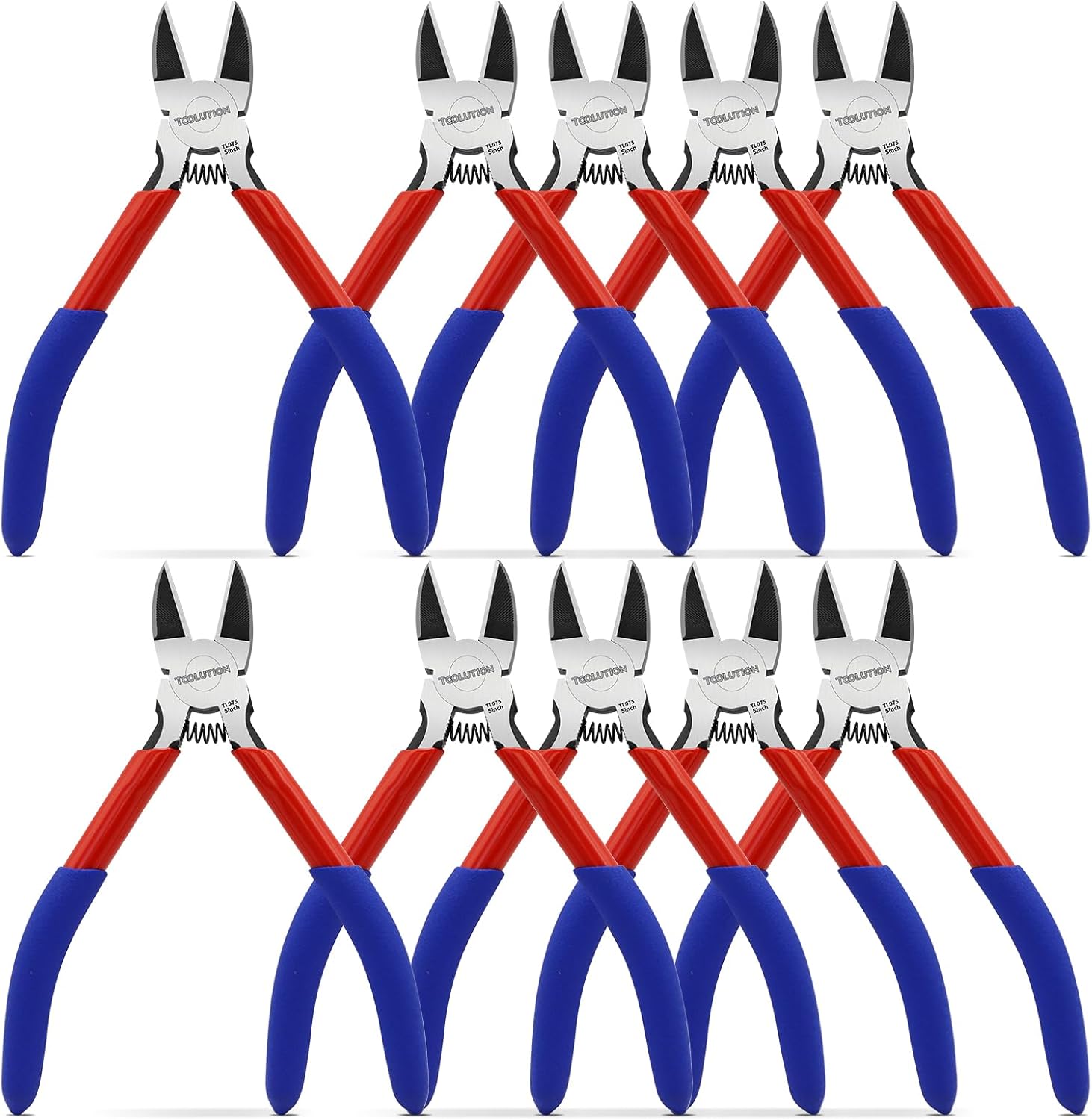 10 Pack 5" Small Wire Cutters - Side Cutter for Crafting Diagonal Cutting Pliers - Spring Loaded Wire Snips Dikes Clippers - Flush Cutters for Jewelry Making Artificial Flowers
