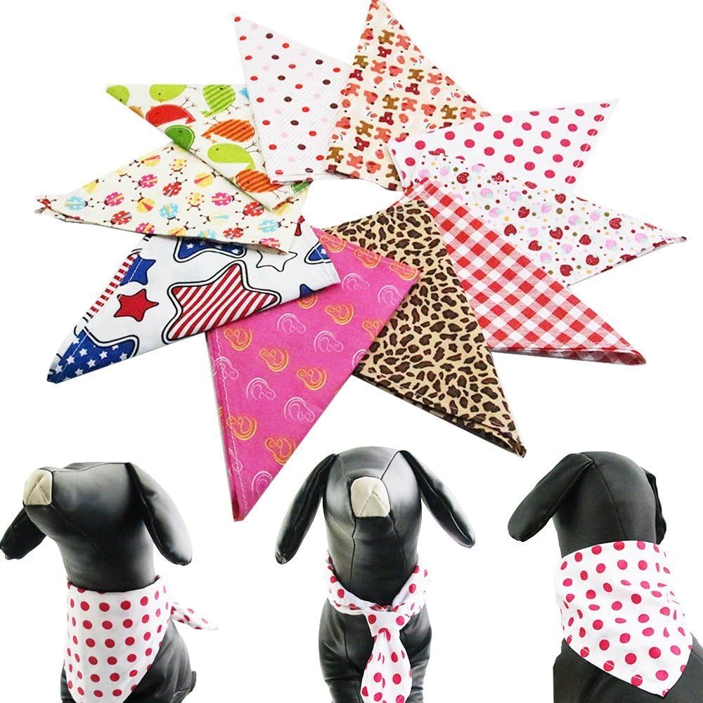 PET SHOW 50pcs Bulk Girl Small Dog Bandanas Female Cat Puppies Bibs Washable Cotton Triangle Head Scarfs Wholesale Medium Dogs Bandana Photo Prop Grooming Accessories - Image 4