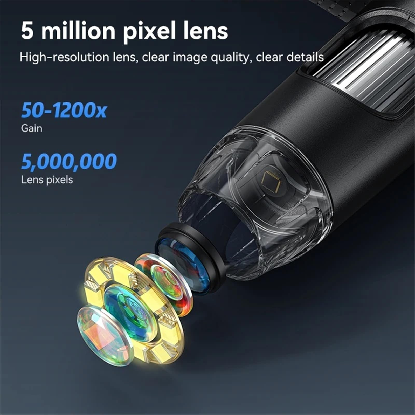 Microscopio, Microscopio elettronico digitale portatile con display da 5 MP e 7 pollici, foto e video con luci a 8 LED, zoom 1200X, batteria for laboratorio,Prodotti scientifici e da laboratorio