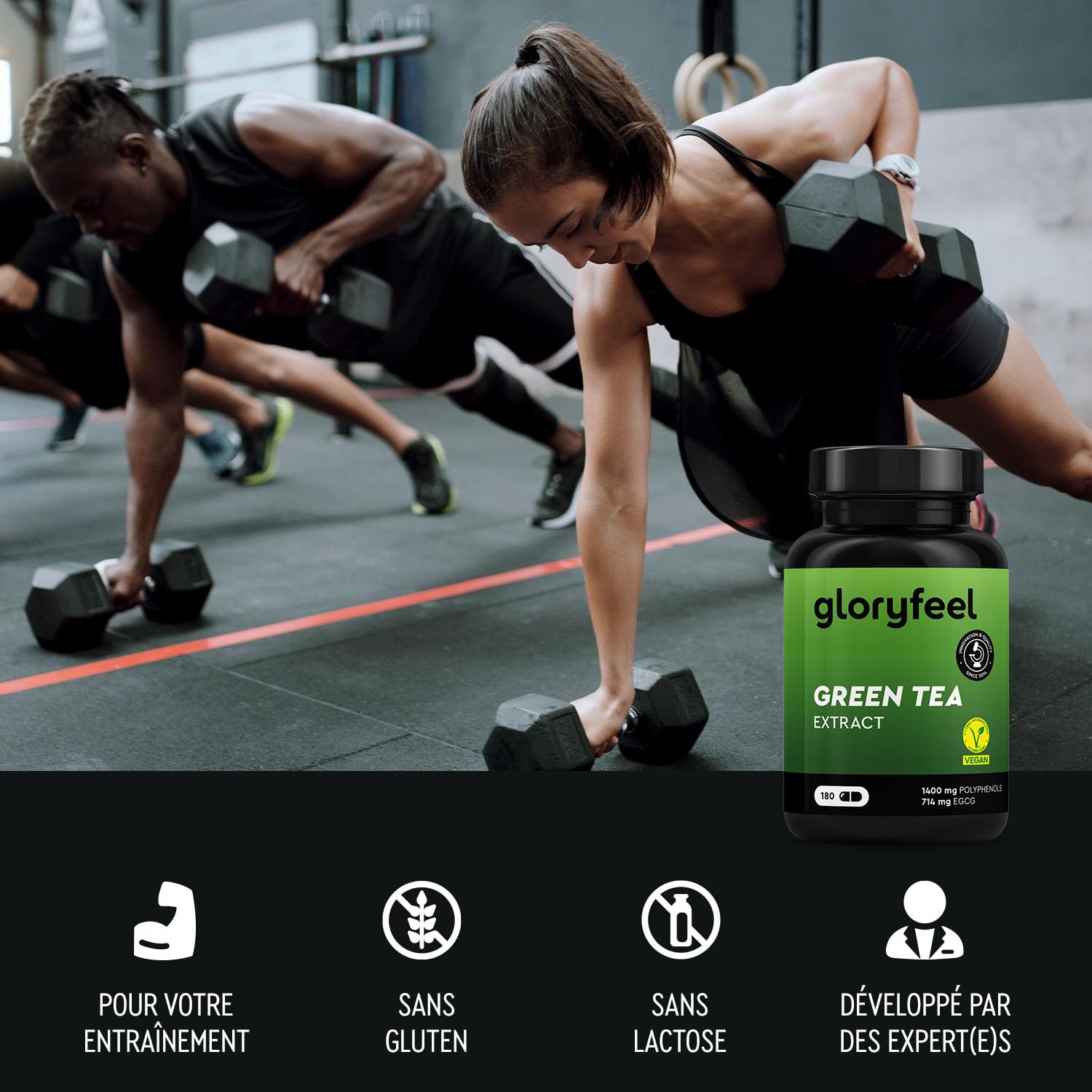 Extrait de Thé Vert Hautement Dosé, 180 capsules (2 Mois), 98% Polyphénols + 50% EGCG (714mg) + 80% Catéchines, Enrichi avec Caféine et Poivre Noir, Testé en Laboratoire, Vegan et Sans Additifs