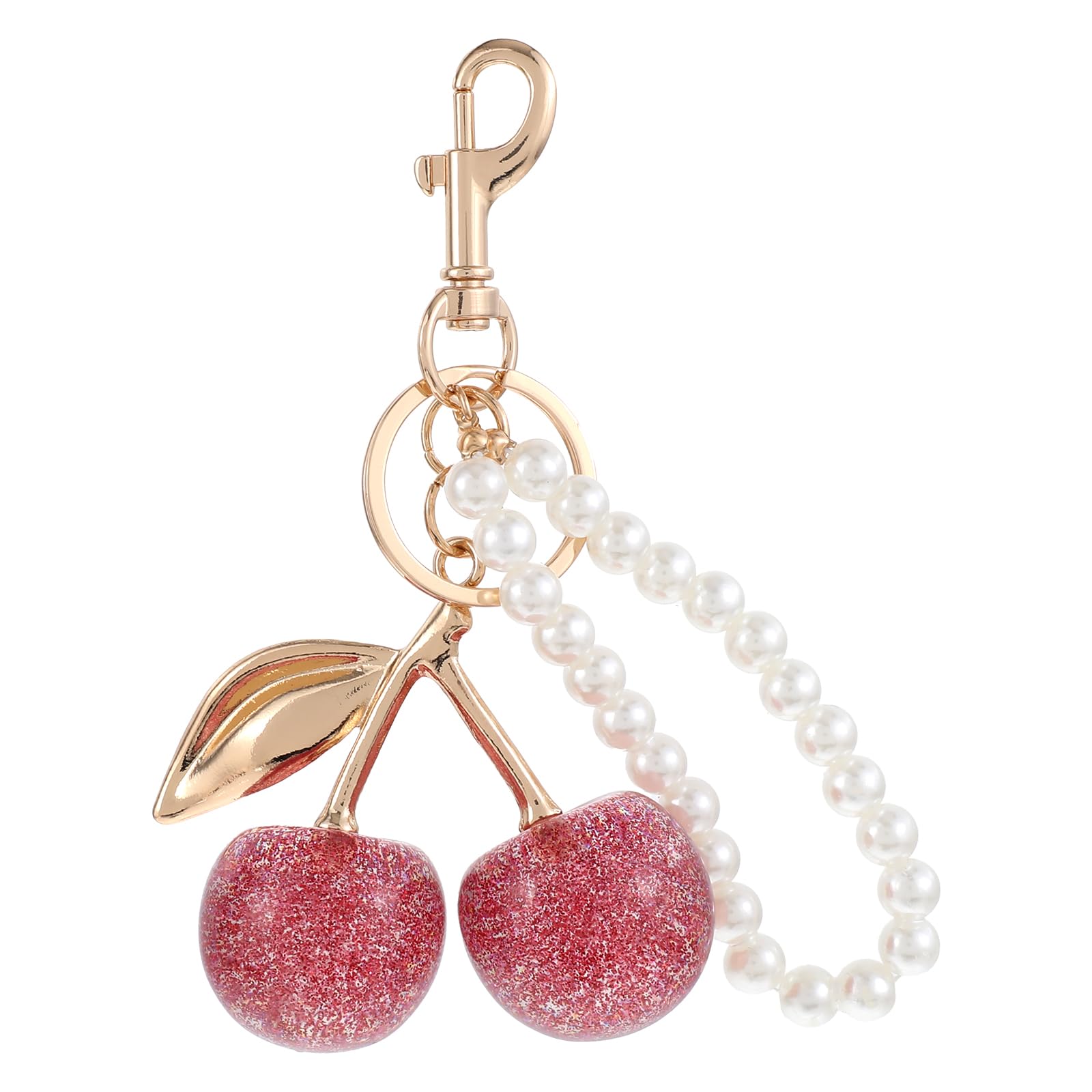 ApausvcmCherry Bag Charm, Cherry Keychain Pendant Purse Car Charms Keychain for Women Fashion Women's Bag Keychains with Shiny Metal Keychains Accessories for Backpacks Wallets (Red)