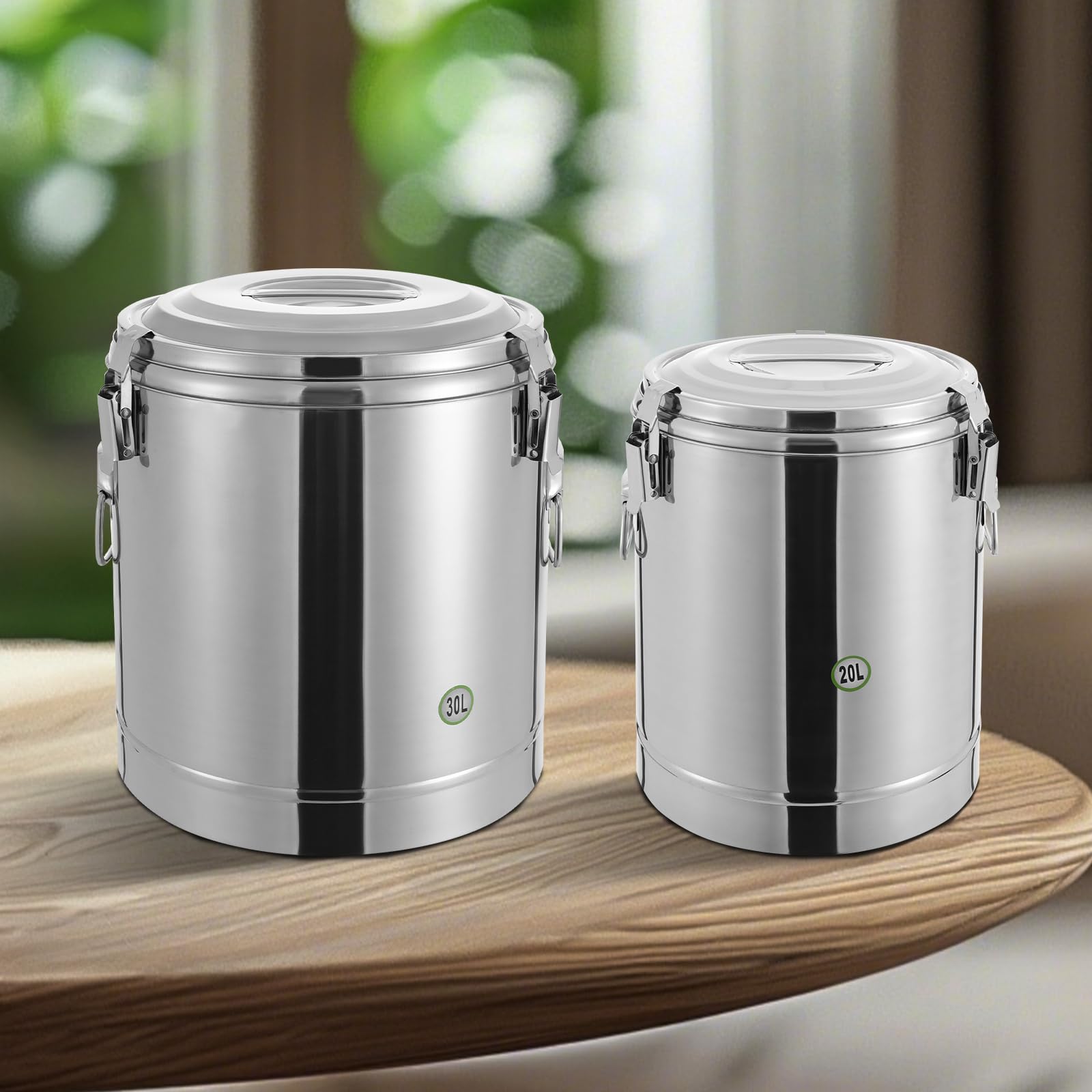 Recipiente térmico, Cubo Aislado de Acero Inoxidable de 30 litros, Recipiente para Sopa con Tapa y Asas, Transporte de Sopa Aislado para comedores Escolares, hoteles, restaurantes