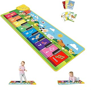 FOKI Floor Piano Mat for Toddlers, Sensory Educational Dancing Musical Keyboard Carpet Toy, Animal Sounds Touch Playmat Blanket, for 1 to 5 Years Old Boy and Girl
