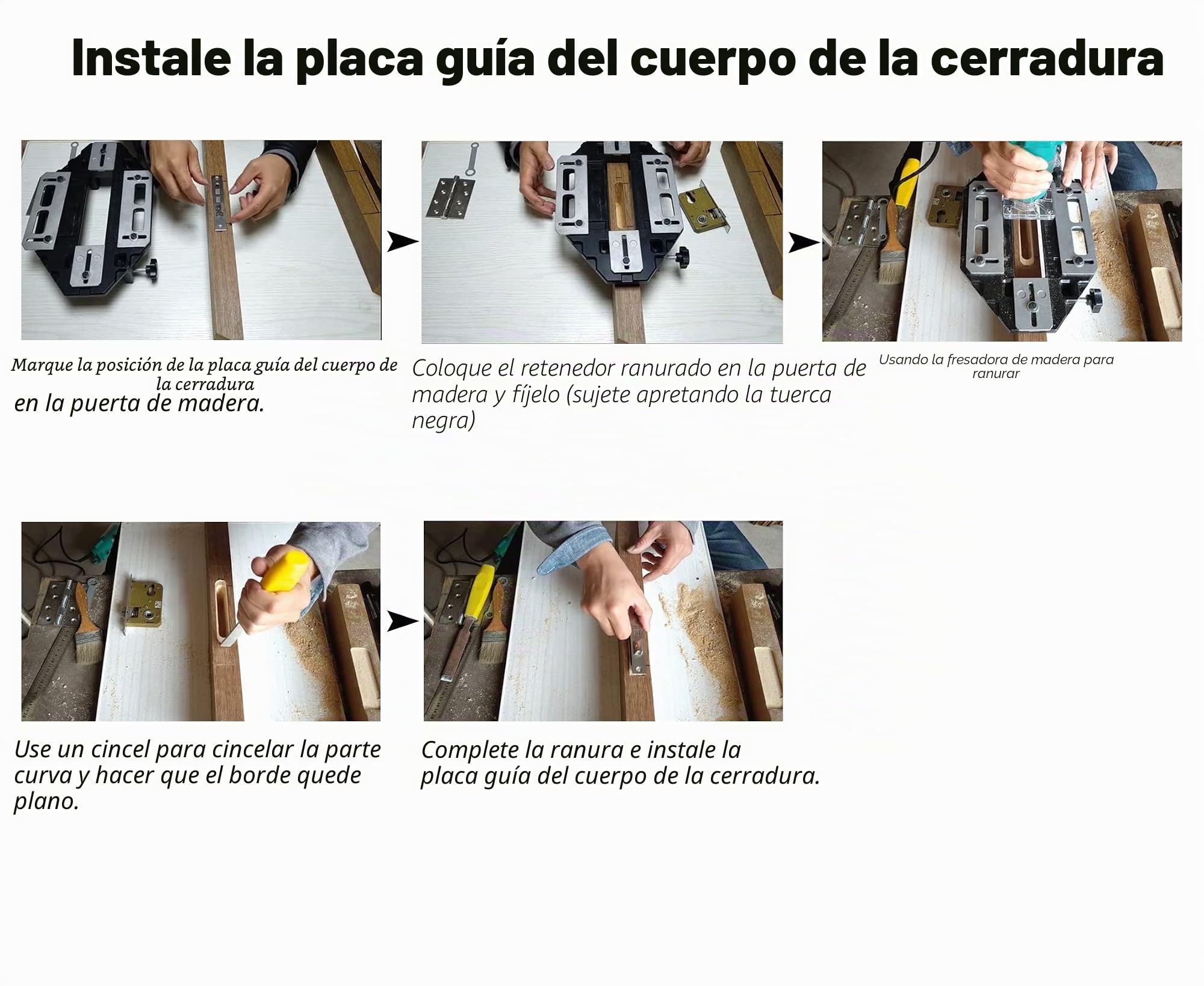 DUEBEL Aleación de Aluminio Plantilla de Puerta para Carpintería - Localizador de Ranurado con Guía de Orificio y Cerradura