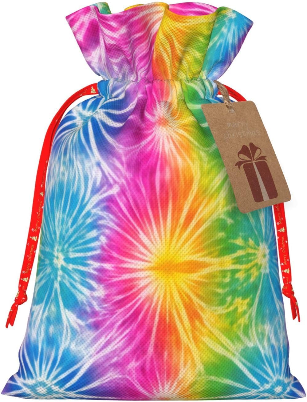 Qhvctbo Beautiful Colorful Rainbow Tie Dye Gift Bags With Drawstring