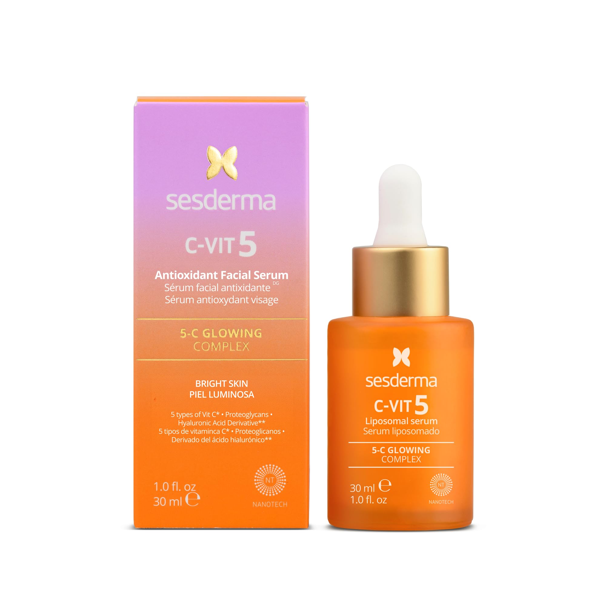 Sesderma C-Vit 5 Liposomal Serum – Sérum Antioxidante para Piel Hidratada y Radiante – Primeros Signos de Envejecimiento – 30 ml