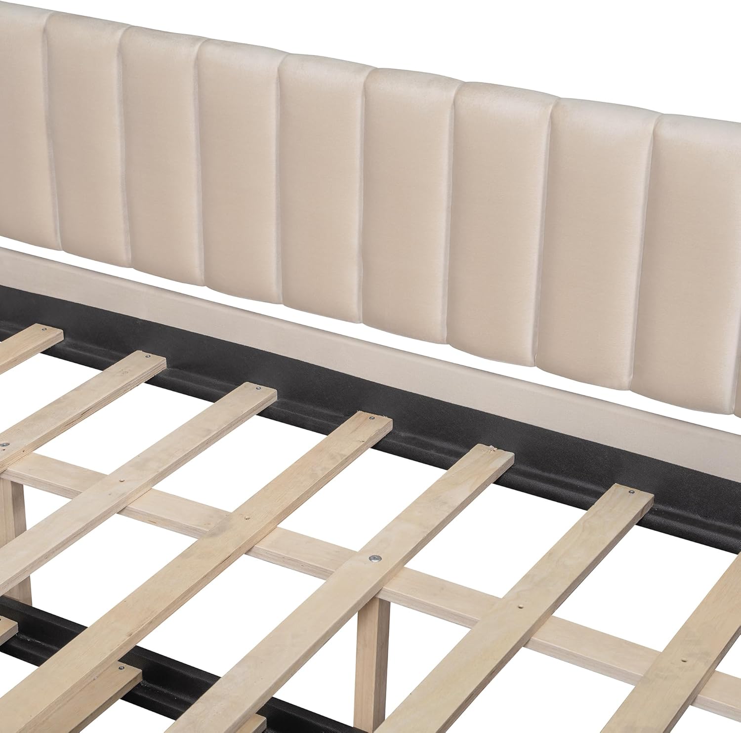 Flieks Upholstered Daybed with the twin trundle pulled out, showing both sleeping surfaces.