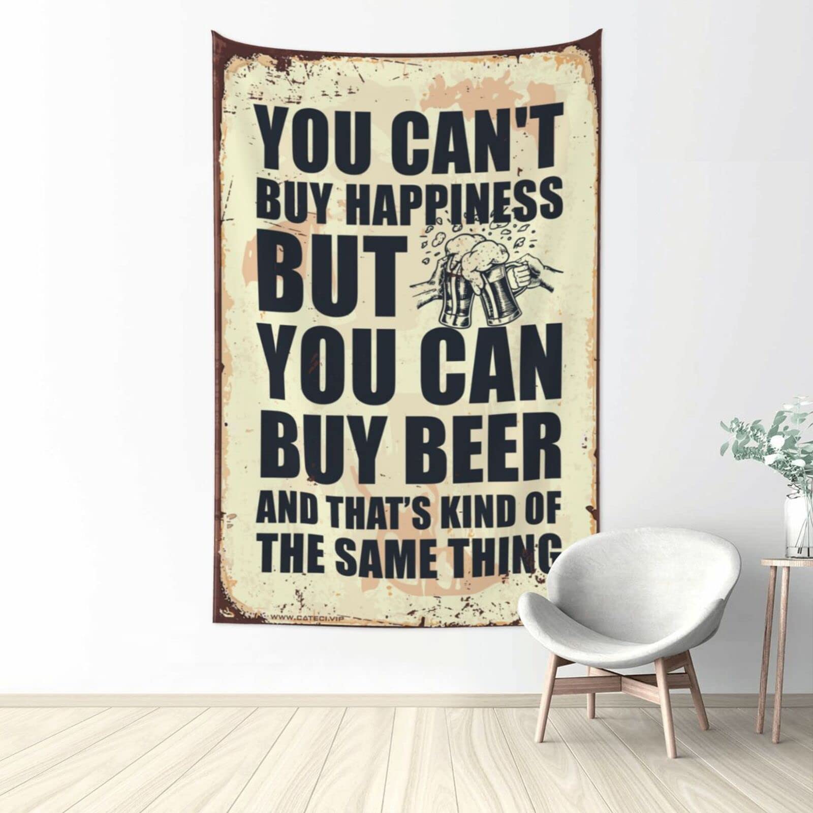 Dsocuiubos Home Decor Men You Can't Buy Happiness But You Can Buy Beer Tapestry Funny Decor for Bar Boys Room Decor Teenager (Size : 75X100CM)