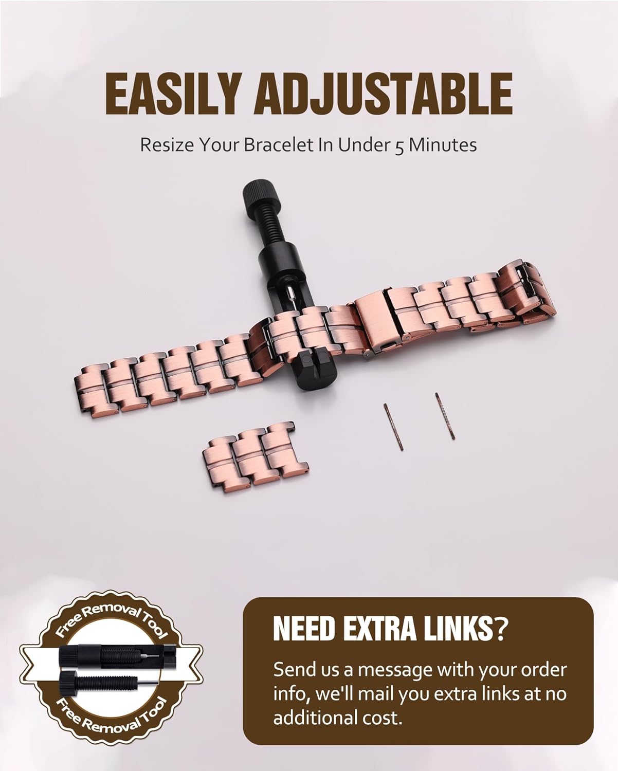 Jecanori 3X Strength Copper Magnetic Bracelet for Men,Pure Copper Bracelet Included Adjustable Sizing Tool - Image 6