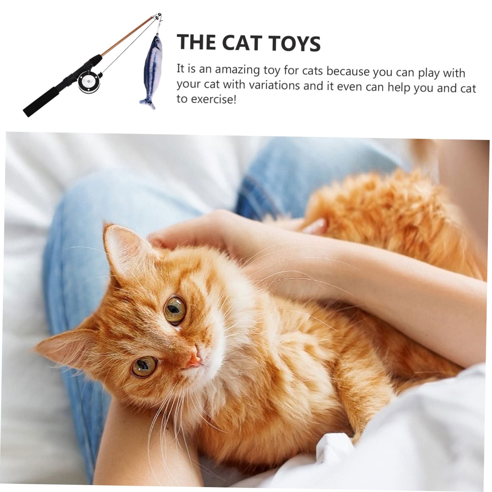 Happyyami 3 Pièces Chat taquin Interactive Cat Toy rétractable pour Chat Jouet Canne à pêche télescopique Jouets Poisson Chat Jouet pour Chat d'herbe à Chat Animaux