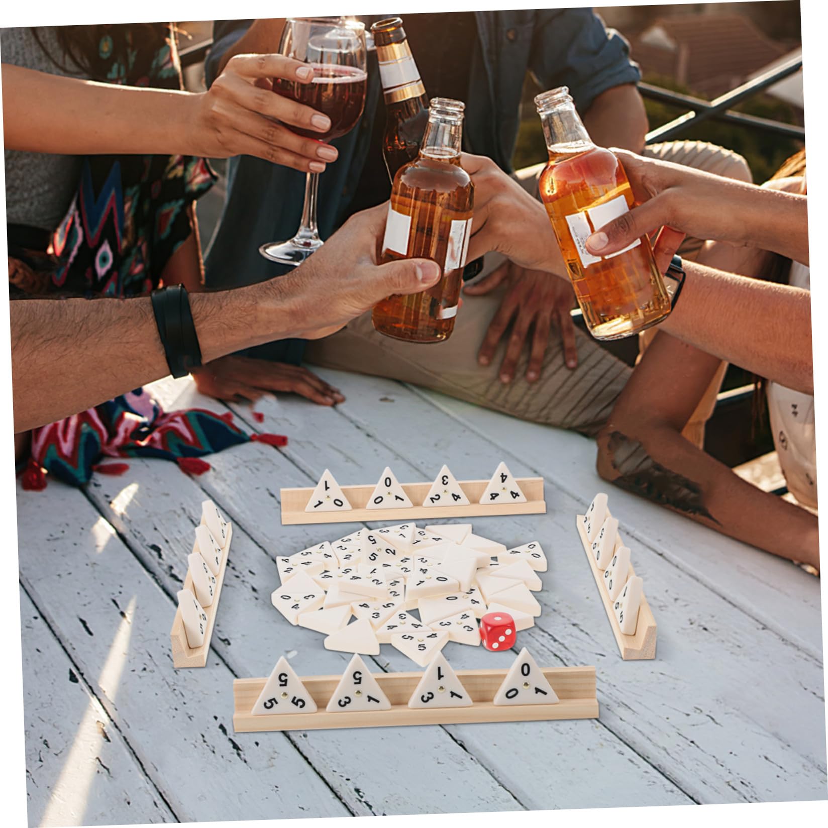 ifundom Mahjong Triangular Juego de Mesa de Dominó Madera para Fiestas Navideñas y Familiares Juego de Estrategia para Adultos