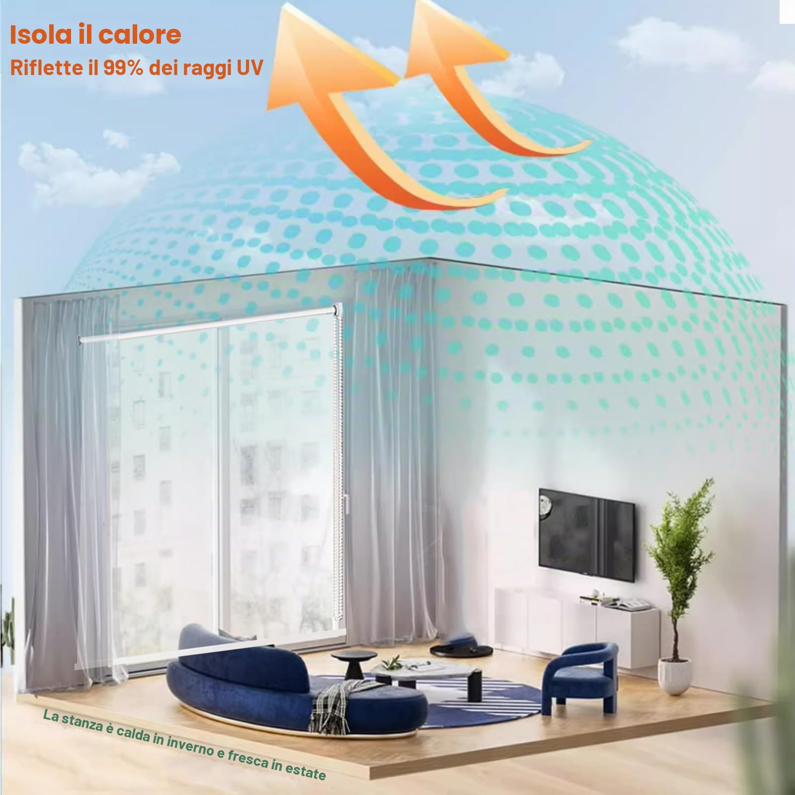 Tenda a Rullo PVC Trasparente Impermeabile,Tende Avvolgibili con Isolamento Termico Protezione UV,Tenda Antipioggia,per Ufficio,Balcone,Terrazza,Facili da Sollevare (W160xH200cm/W63 xH79)