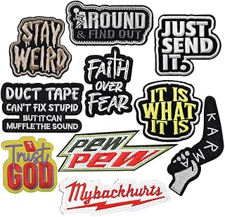 10 PCS Funny Biker Sayings Patches Pack, Hook and Loop Tactical Morale Fun Embroidery Applique Emblem Patches for Clothes ...