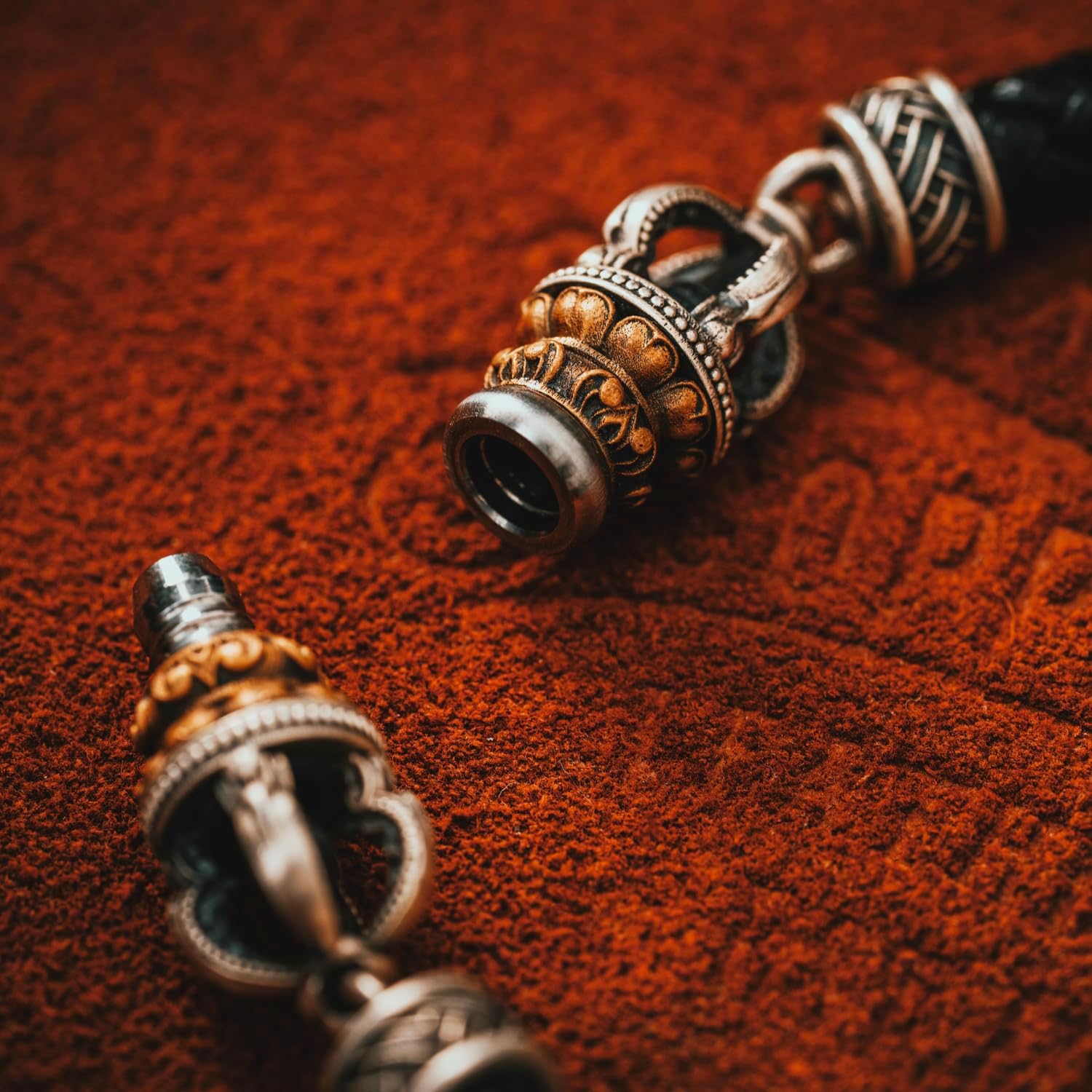 COPPERTIST.WU Vajra Leather Bracelet Braided Leather Strap 5mm Round Leather Cord Bangle for Men Women, 5/6/7/8/9 inches