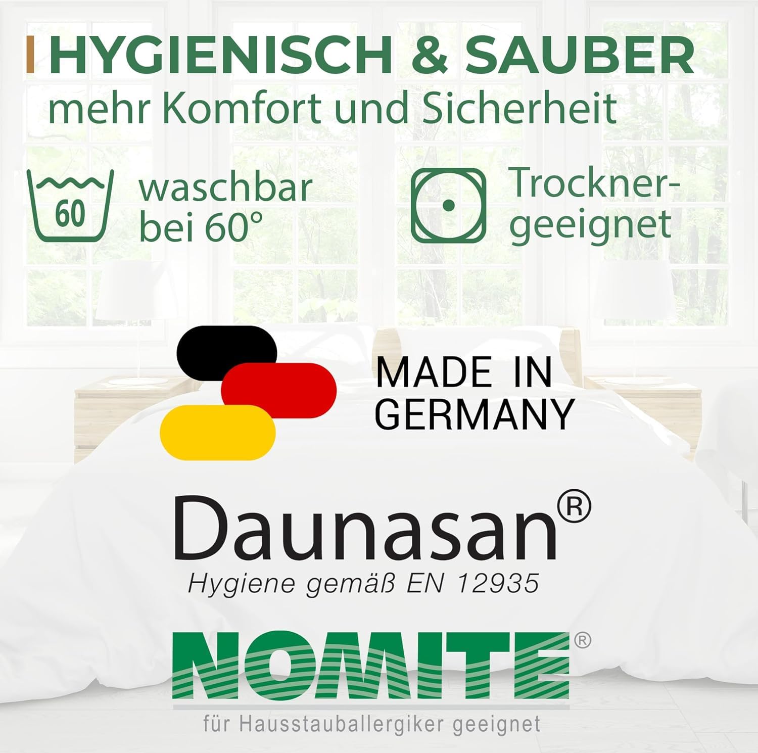 Kopfkissen 80x80 Federkissen Made in Germany - 100% Federfüllung - Baumwollbezug - Ökotex-zertifiziert - 1er Set