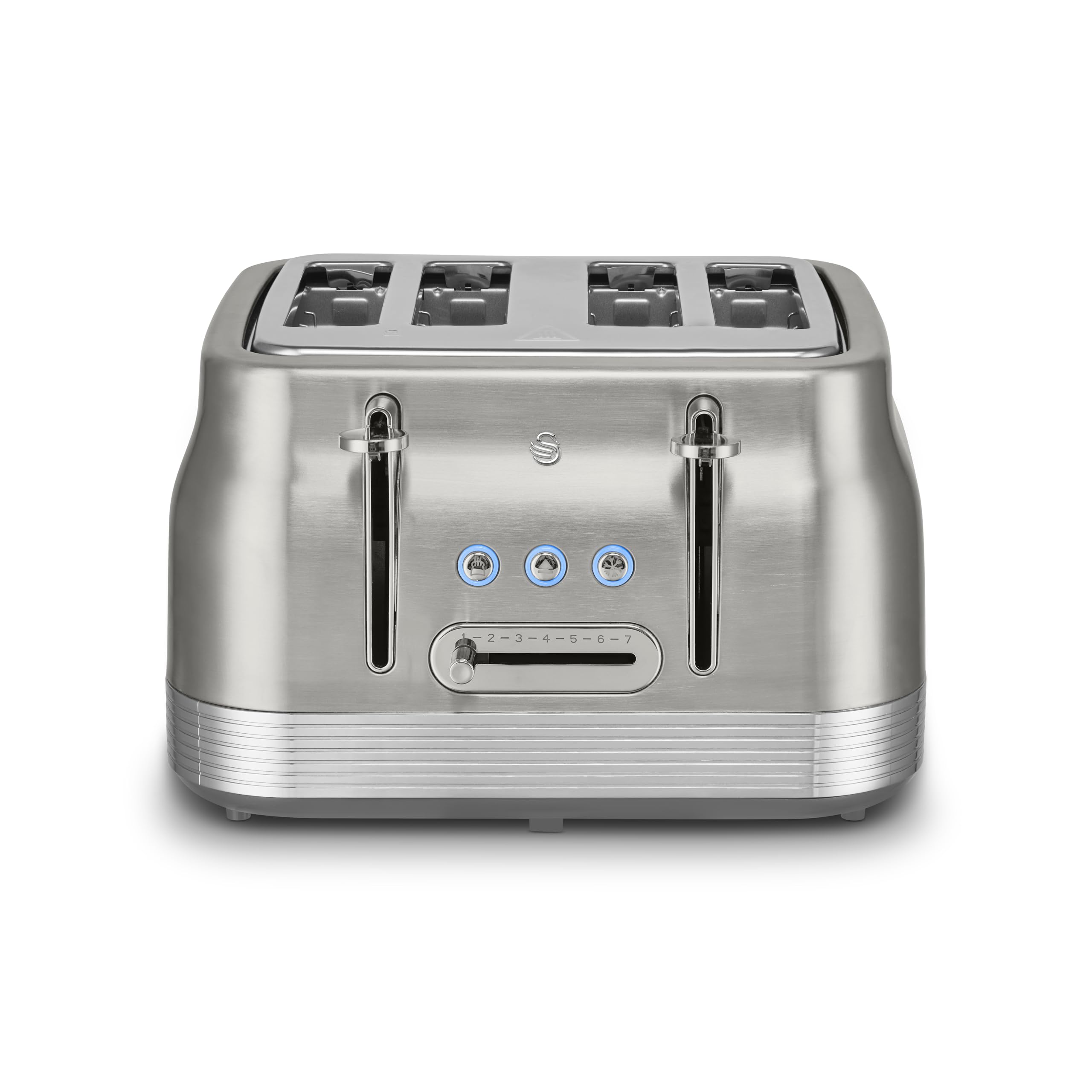 Swan Blue Retro 4 Slice Toaster, Steel