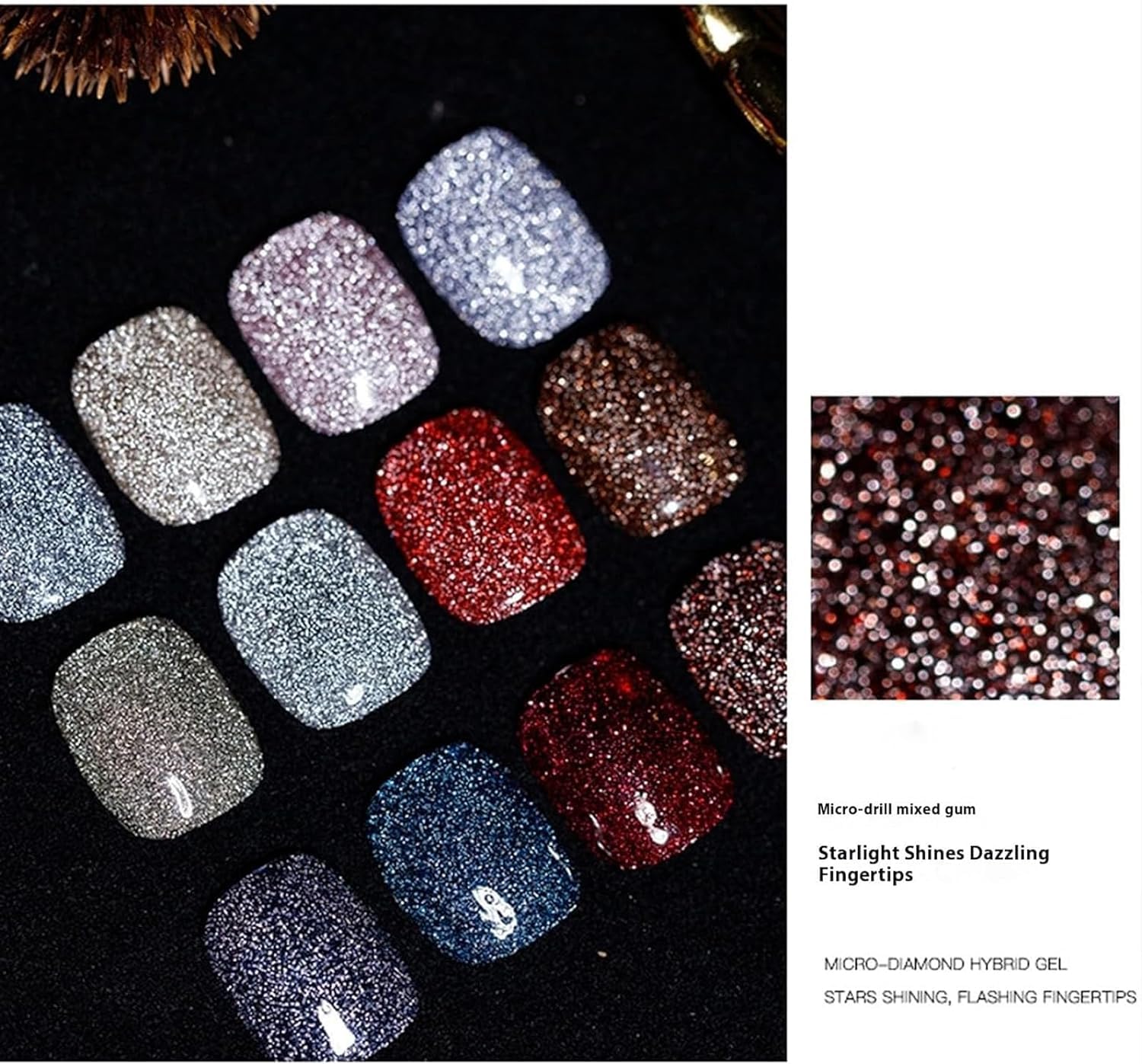 High Density Glitter Nail Gel Polish 12 Colors, 2024 New High Density Glitter Nail Polish, Reflective Gel Nail Polish, Holographic Glitter Nail Polish Manicure (12 Colors, 5cm)
