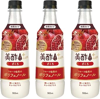 Official Bi Vinegar Plus Pomegranate, 16.9 fl oz 500 ml, Set of 3, Vinegar, Drink, Juice, Micho, Normal Temperature, Fruit Vinegar